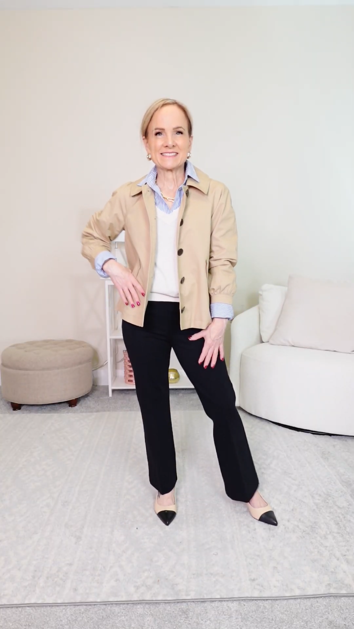 Petite workwear trench coat outfit